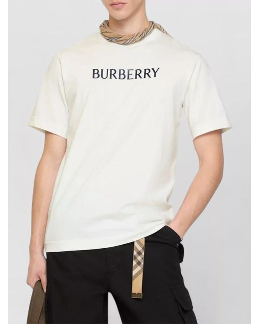 Burberry Natural Cotton T Shirt Featuring Front Logo Print for men
