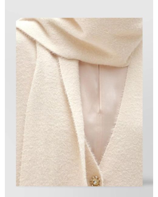 Blugirl Blumarine Natural Long Open Front Coat With Shawl Collar
