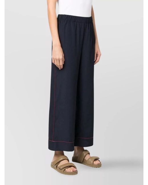 P.A.R.O.S.H. Blue Cropped Straight-Leg Trousers