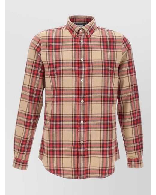Paul Smith Red Fitted Checked Shirt Featuring Button-Down Collar for men