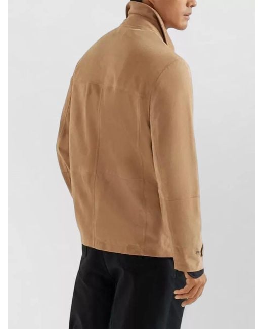 Brunello Cucinelli Brown Suede Field Jacket for men