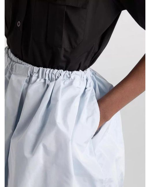 Prada Blue Taffeta Skirt Featuring Gathered Detail Pockets