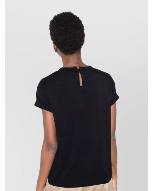 Brunello Cucinelli Black Cotton Jersey Crew Neck Short Sleeve T-Shirt