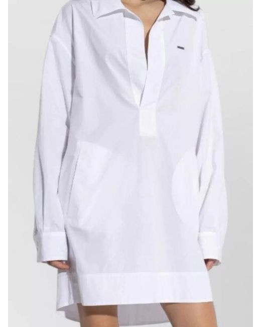 DSquared² White Long Sleeve Dress Button Cuffs Pockets