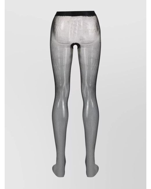 Wolford Gray Fishnet Semi-Sheer Tights