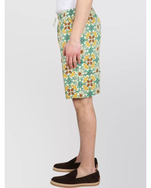 Drole de Monsieur Green Viscose Deck Shorts for men