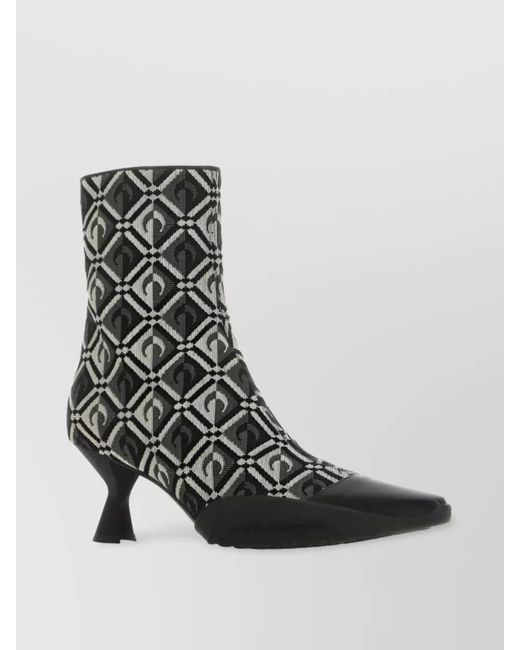 MARINE SERRE Black Embroidered Ankle Boots