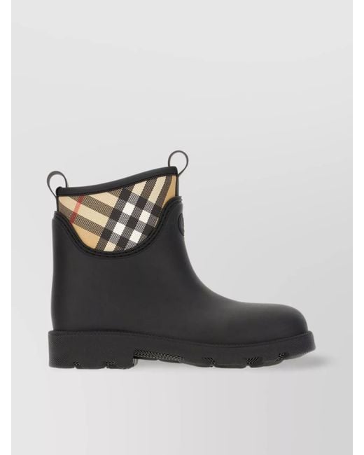 Burberry Black Rubber Check Ankle Boots