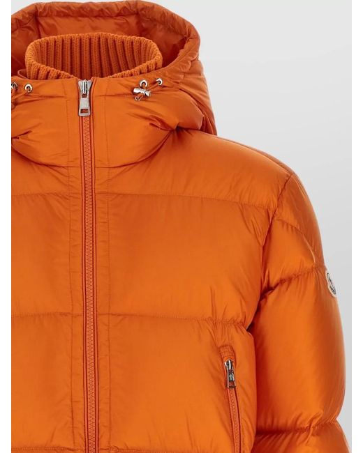 Moncler Orange Rivau Hooded Quilted Down Jacket Pockets for men