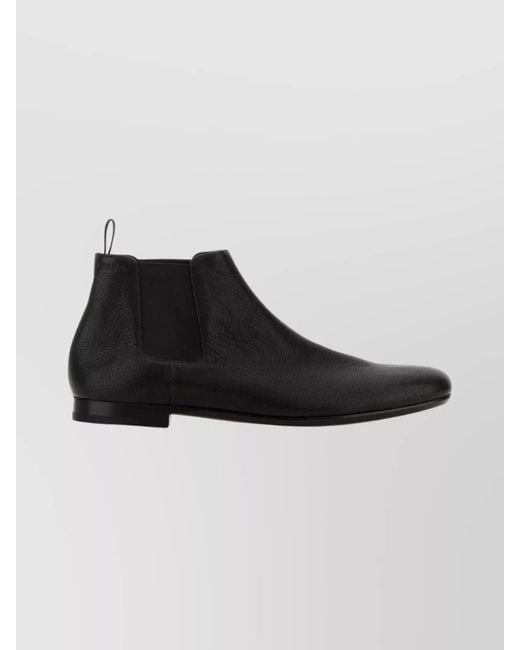 Prada Black Leather Ankle Boots for men