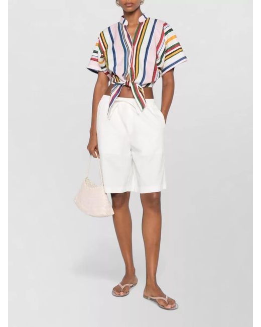 DUNST White Cotton Blend Night Shorts Straight Leg