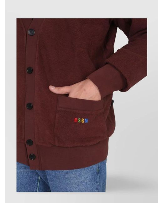 MSGM Purple V-Neck Cardigan for men