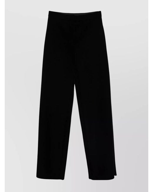Sportmax Black Velvet High-Rise Wide-Leg Trousers