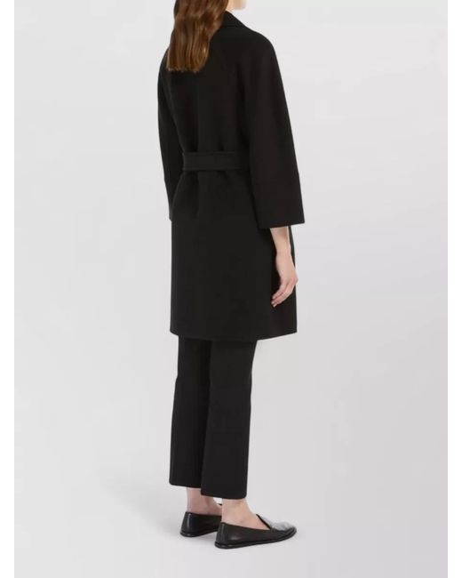 Max Mara Blue Long Jacket Belted Waist Lapel Collar