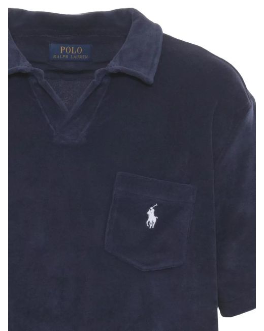 Ralph Lauren Blue Cotton Polo Shirt Chest Pocket Collar for men