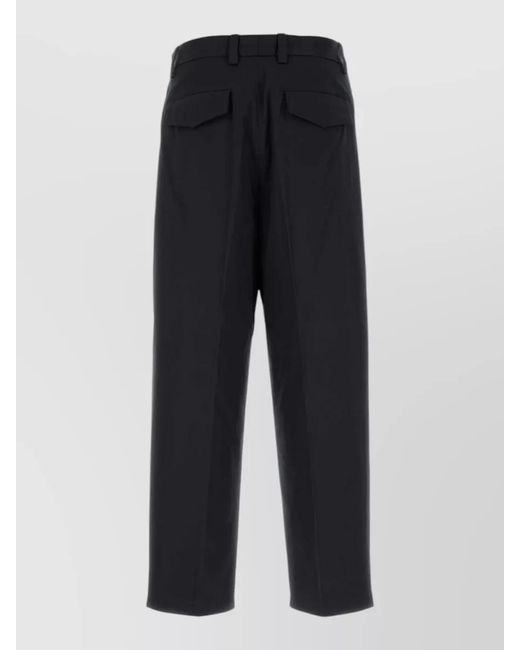 Jil Sander Blue Cotton Straight-Leg Trousers for men