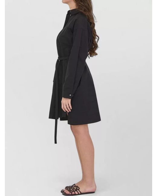 Loewe Black Belted Shirt Dress Silk Cotton Blend
