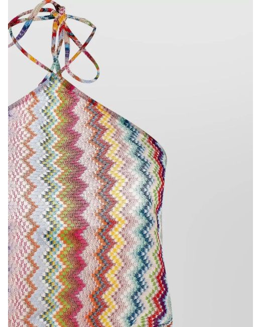 Missoni White Metallic Zigzag Print Sleeveless Short Jumpsuit