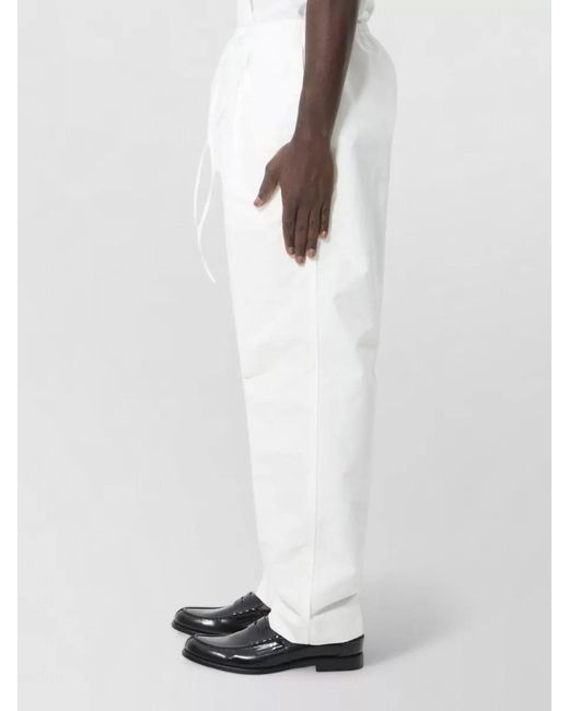 Bottega Veneta White Canvas Trousers Tapered Leg Drawstring Waist for men