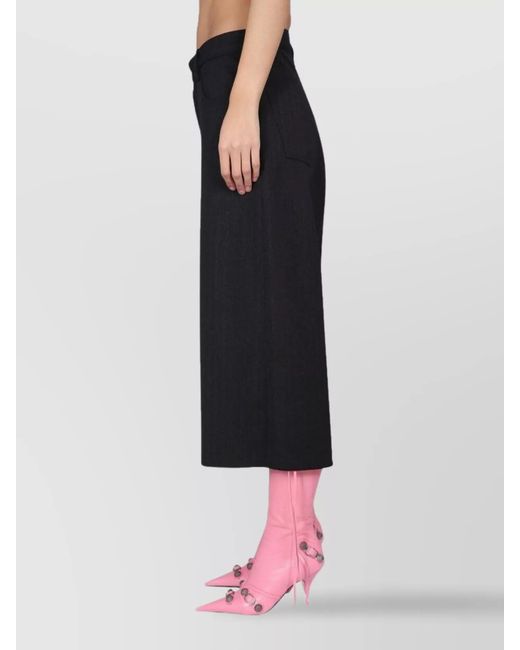 Balenciaga Black Wool Wide-Leg Trousers