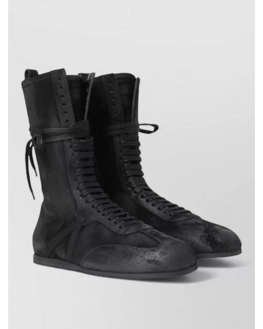 Ann Demeulemeester Black Soft High Top Boxing Sneakers Suede