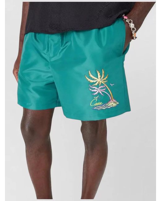 Casablanca Green Logo-Print Swim Shorts for men