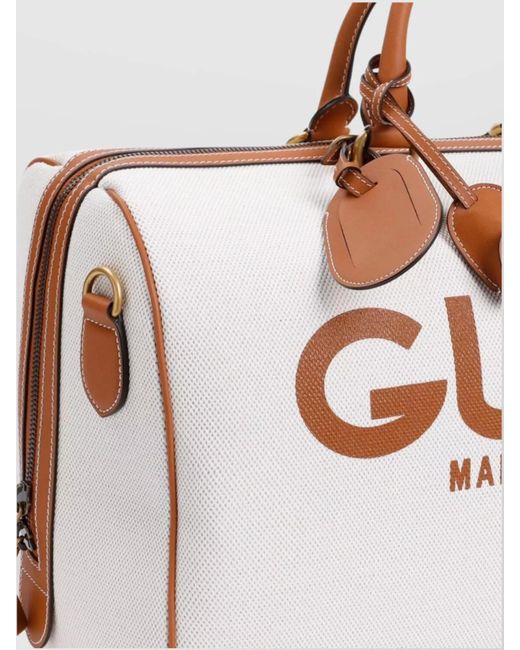 Gucci White Duffle Logo Canvas Handbag for men