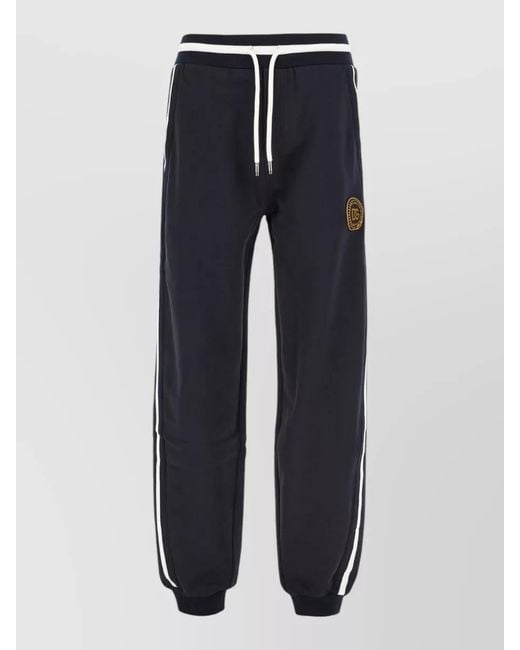 Dolce & Gabbana Blue Cotton Joggers Elastic Waistband Ribbed Cuffs for men