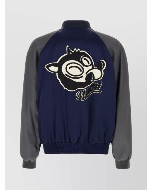 Marni Blue Satin Bomber Jacket for men