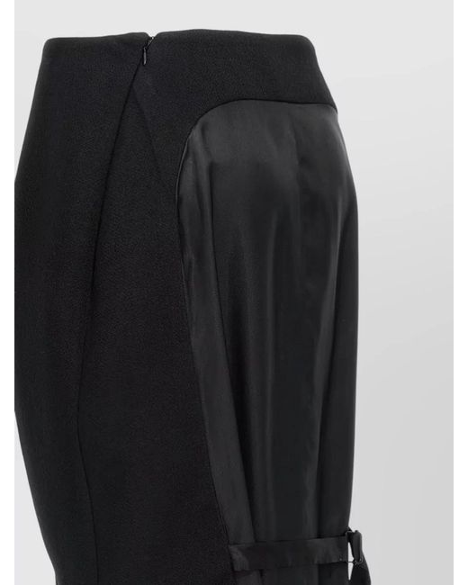 Prada Black Stuoia Old Wool Midi High Waist Skirt