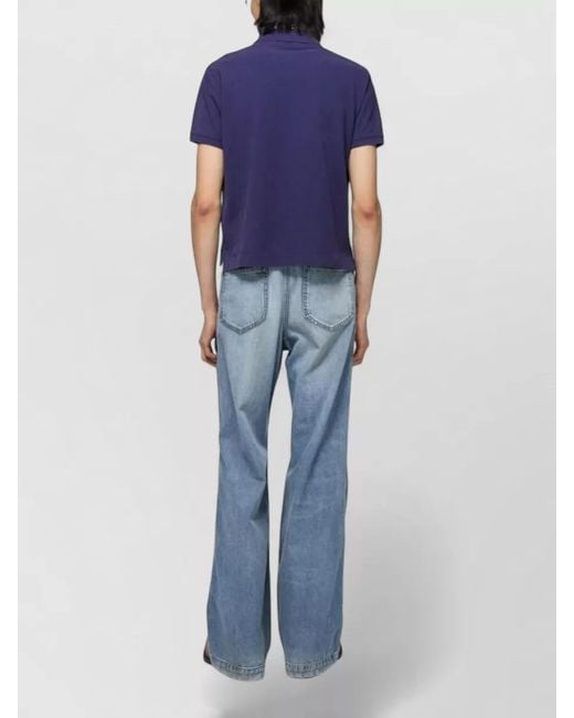 Acne Blue Organic Cotton Polo Shirt Short Sleeve for men