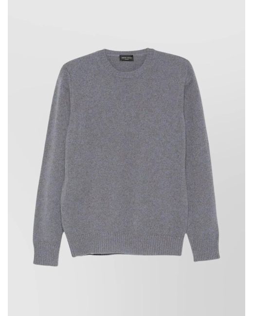 Roberto Collina Gray Plain Design Wool And Cashmere Sweater for men