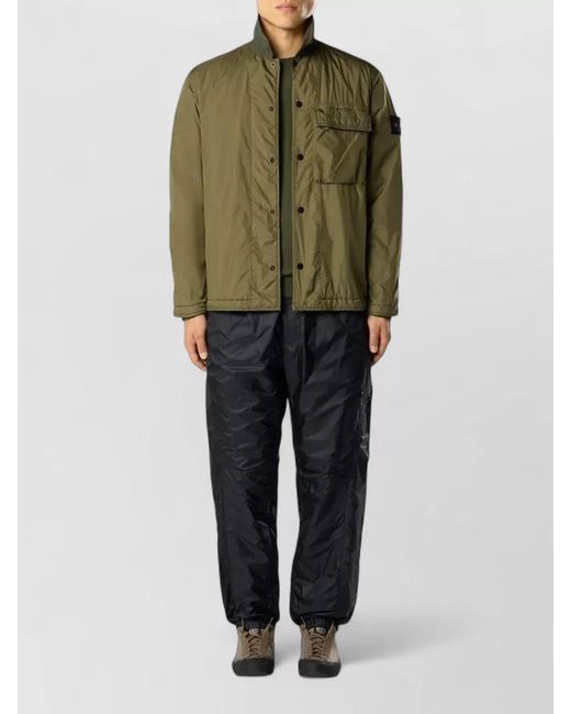 Stone Island Green Nylon Padded Shirt Jacket for men