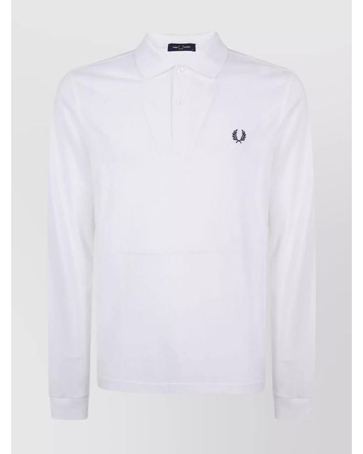 Fred Perry White Long Sleeve Polo Shirt for men
