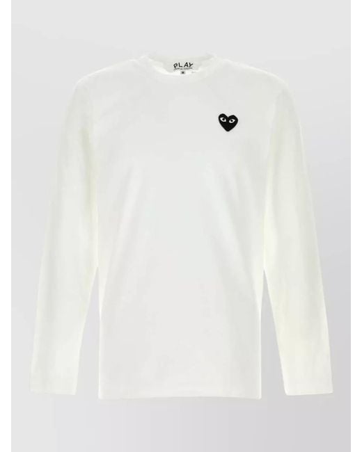 COMME DES GARÇONS PLAY White Cotton Crew Neck Long Sleeve T Shirt for men