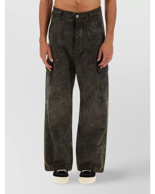 Rick Owens Black Cotton Regular-Fit Wide-Leg Trousers for men