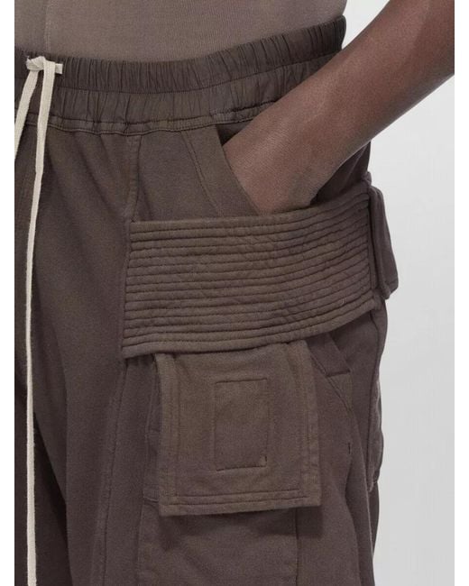 Rick Owens Brown Cotton Drop-Crotch Cargo Bermuda Shorts for men