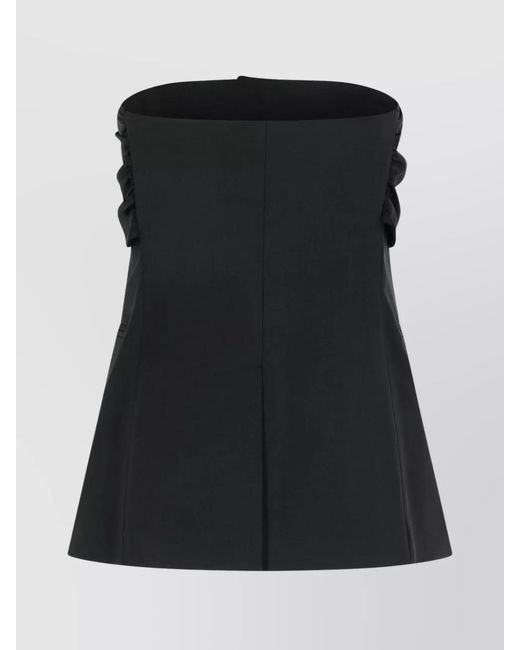 Max Mara Black Virgin Wool Bustier Top
