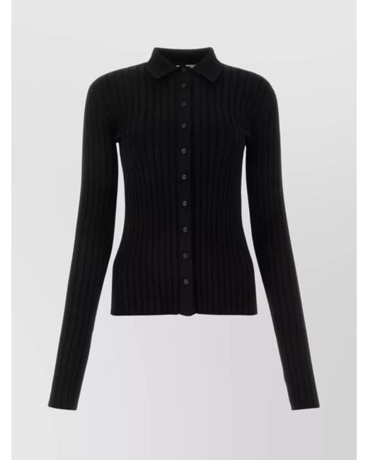 Nensi Dojaka Black Viscose Blend Collared Cardigan