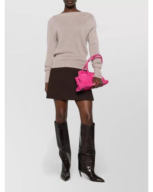 Tom Ford Pink Long Sleeve Boat Neck Cashmere Silk Knit