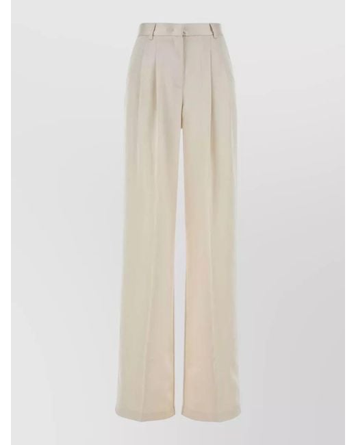 ANDAMANE White Satin High-Rise Wide-Leg Trousers