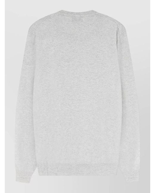 Brunello Cucinelli White Cashmere Crew Neck Sweater Regular Fit Ribbed for men