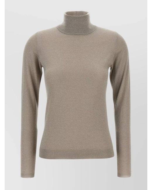 Brunello Cucinelli Gray Cashmere And Silk Turtleneck Sweater