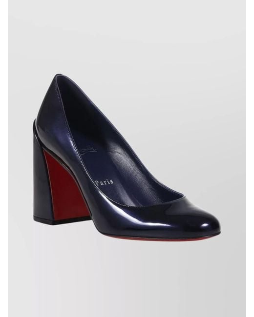 Christian Louboutin Blue Stylish Block Heel Round Toe Pumps