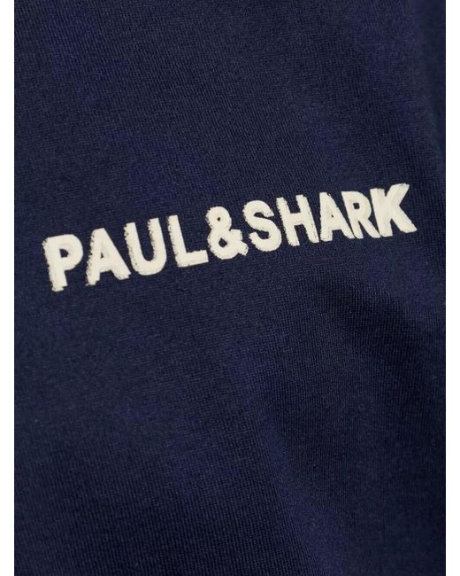 Paul & Shark Blue Logo Cotton T Shirt Crew Neck for men
