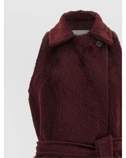 Max Mara Purple Alpaca Virgin Wool Faux Fur Jacket