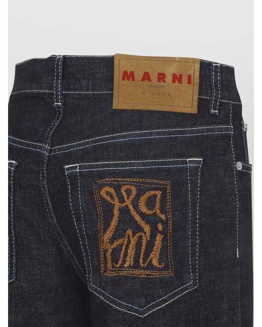 Marni Blue Denim Mid-Rise Wide-Leg Jeans