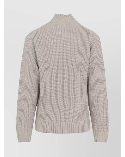Carhartt Gray Ribbed Stand Collar Half Zip Knitted Sweater for men