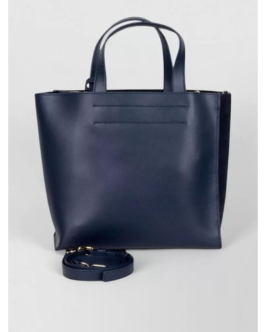 Furla Blue Divide It Small Suede And Leather Tote Bag