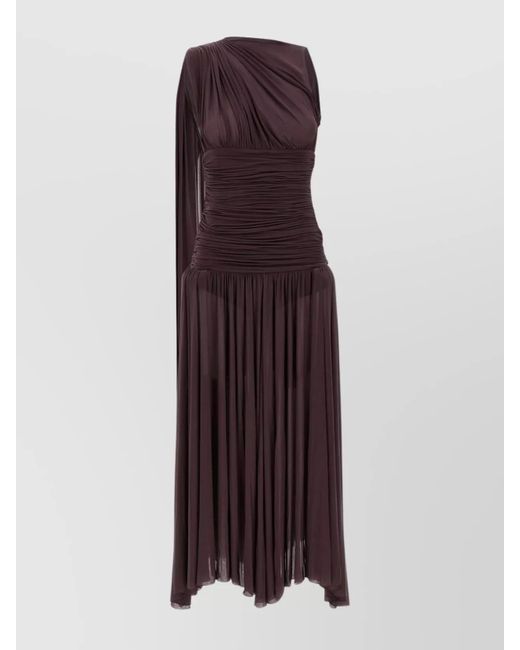 Magda Butrym Purple One Shoulder Draped Floor-Length Dress